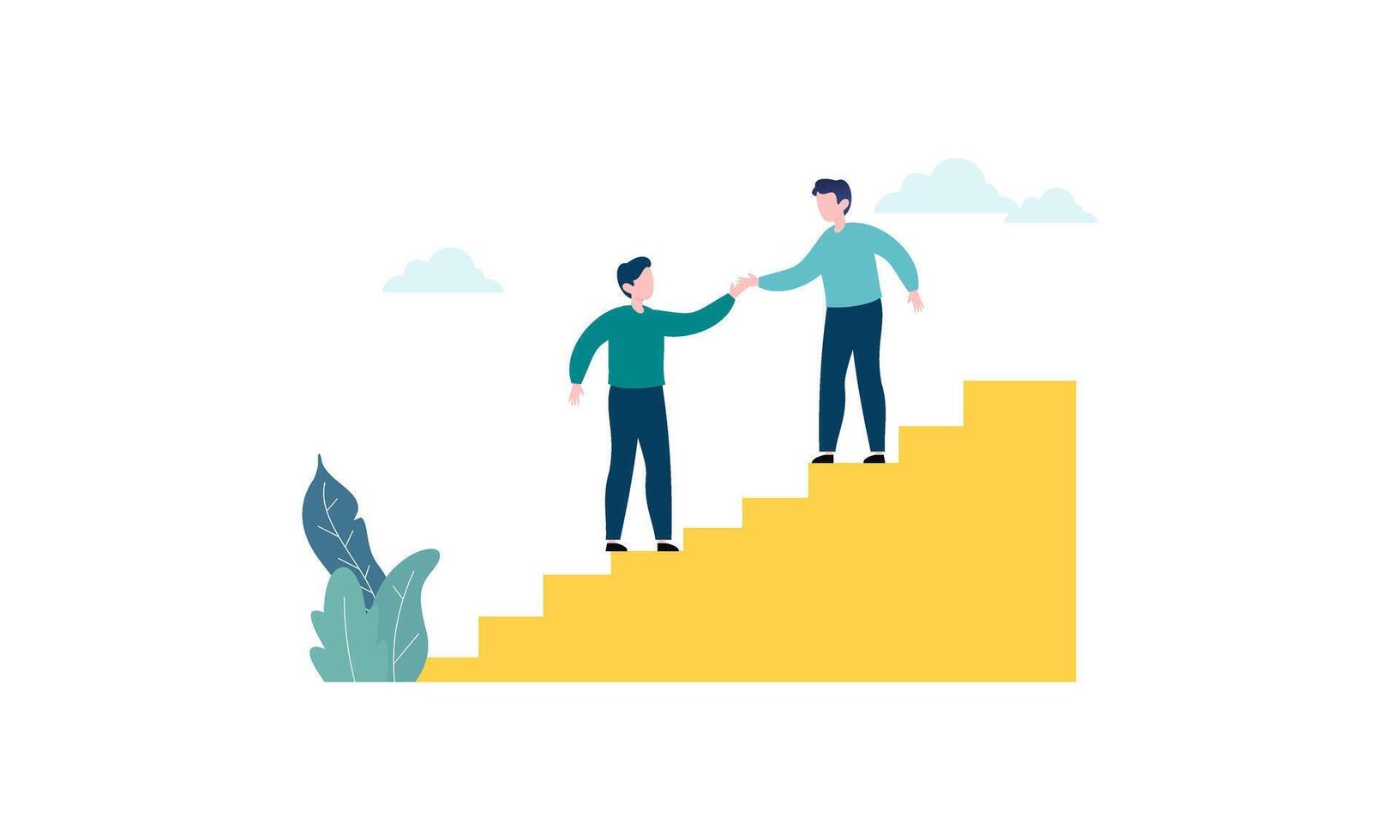 Goal-focused, support and teamwork, help in overcoming obstacles illustration vector