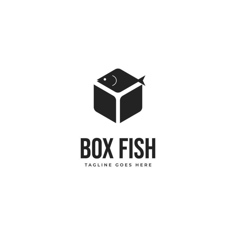 Box fish logo design illustration idea vector