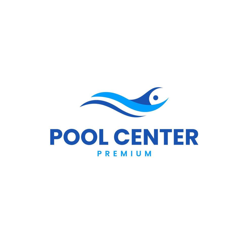 Pool center logo design for swimming pool, beach, diving and another water sport illustration idea vector