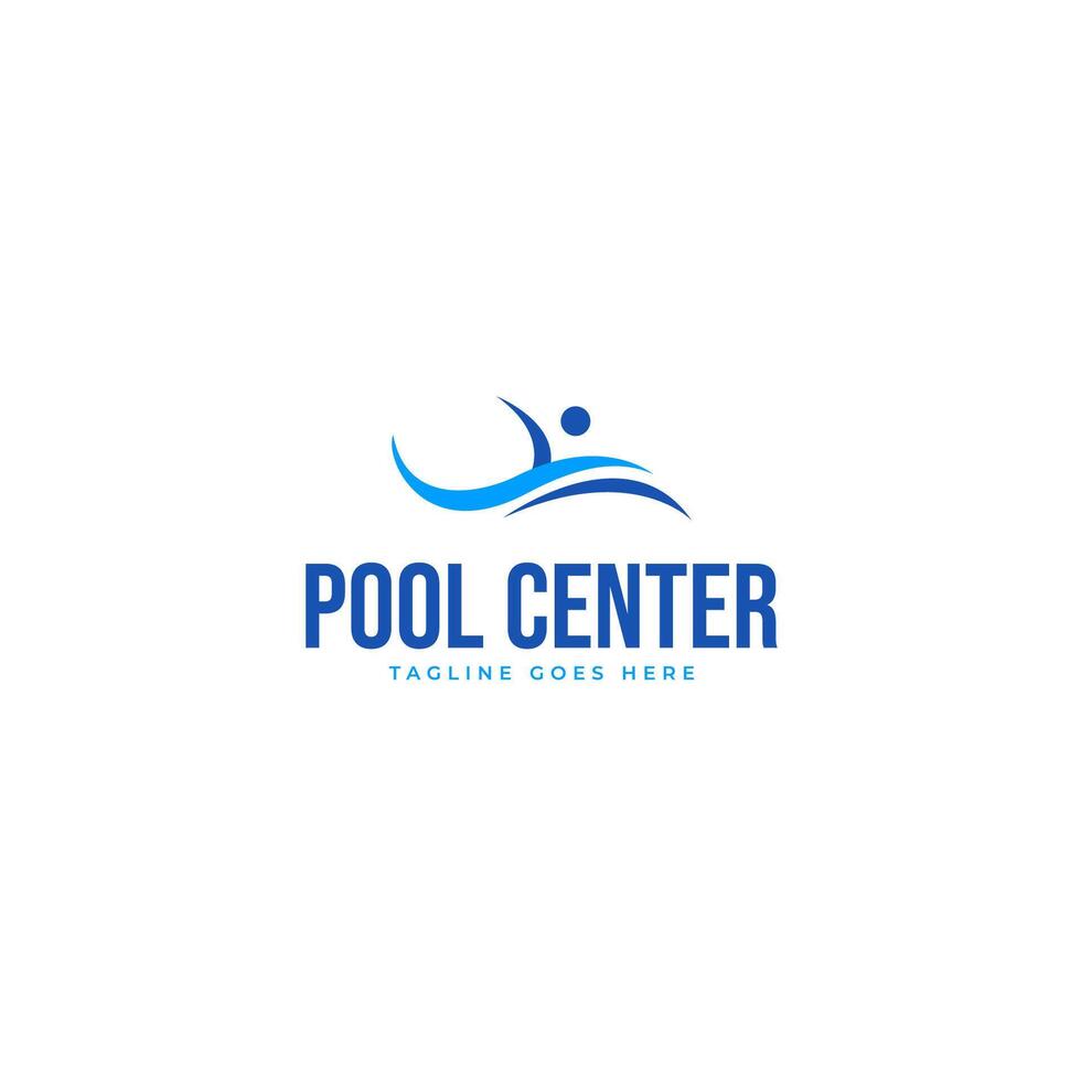 Pool center logo design for swimming pool, beach, diving and another water sport illustration idea vector