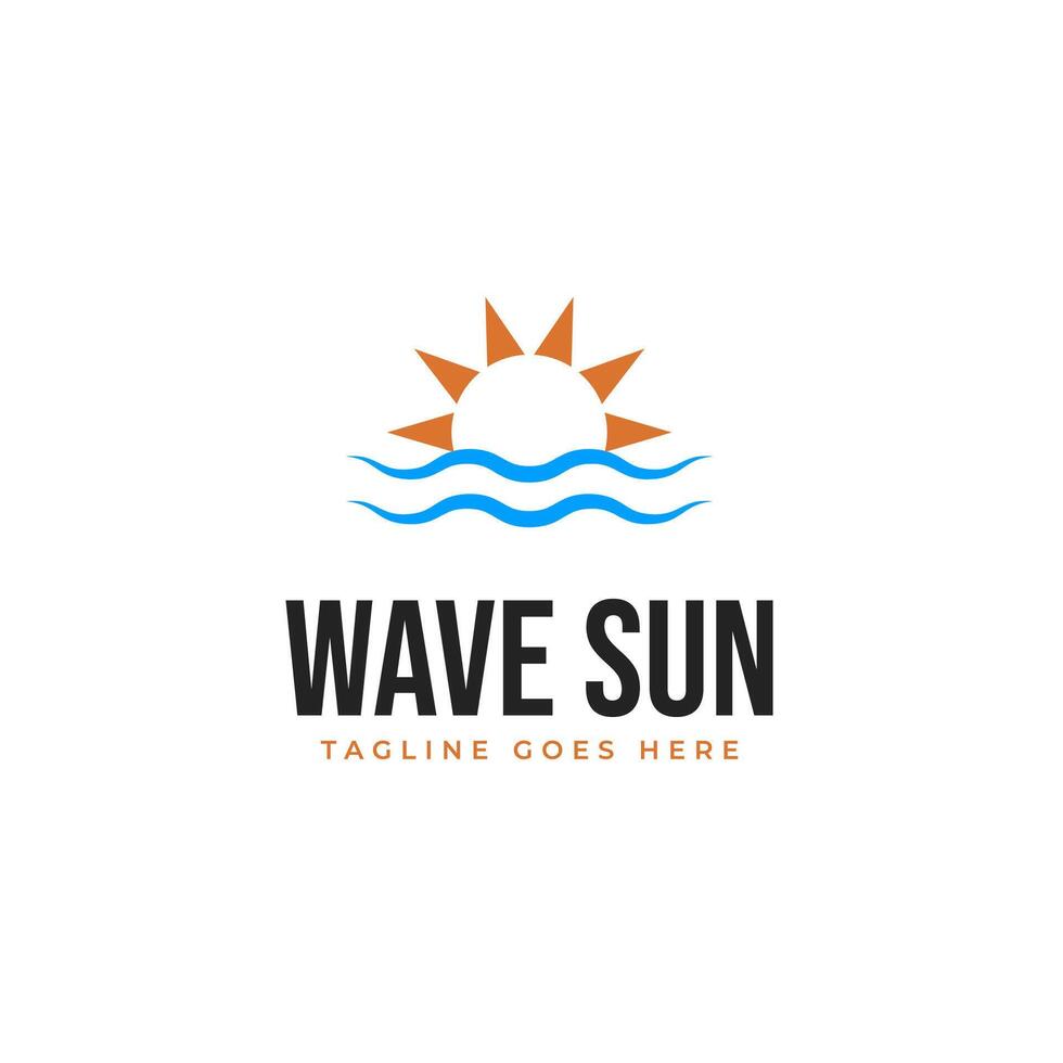 Wave with sun logo design illustration idea vector