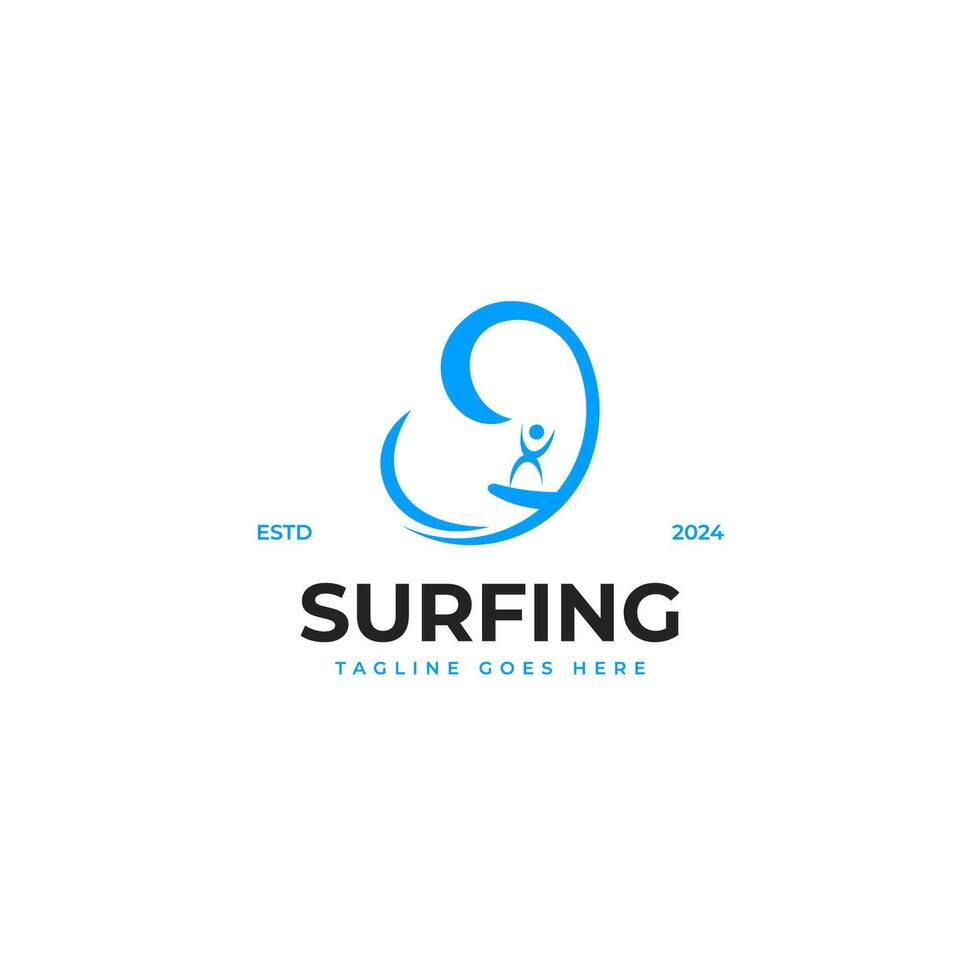 Surfing water sport logo design illustration idea vector