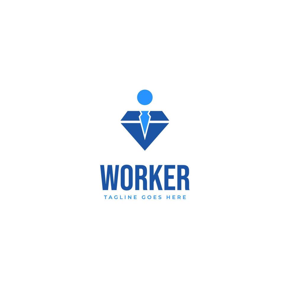 diamante trabajador logo diseño ilustración idea vector
