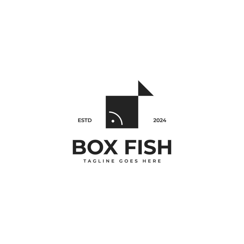 caja pescado logo diseño ilustración idea vector