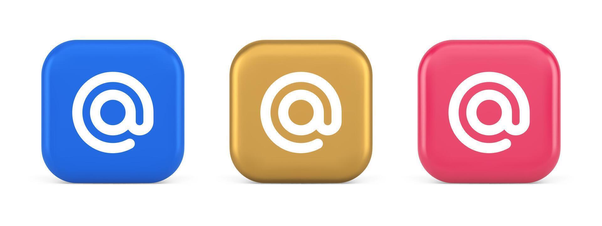 Email address digital symbol button internet chatting cyberspace communication 3d icon vector