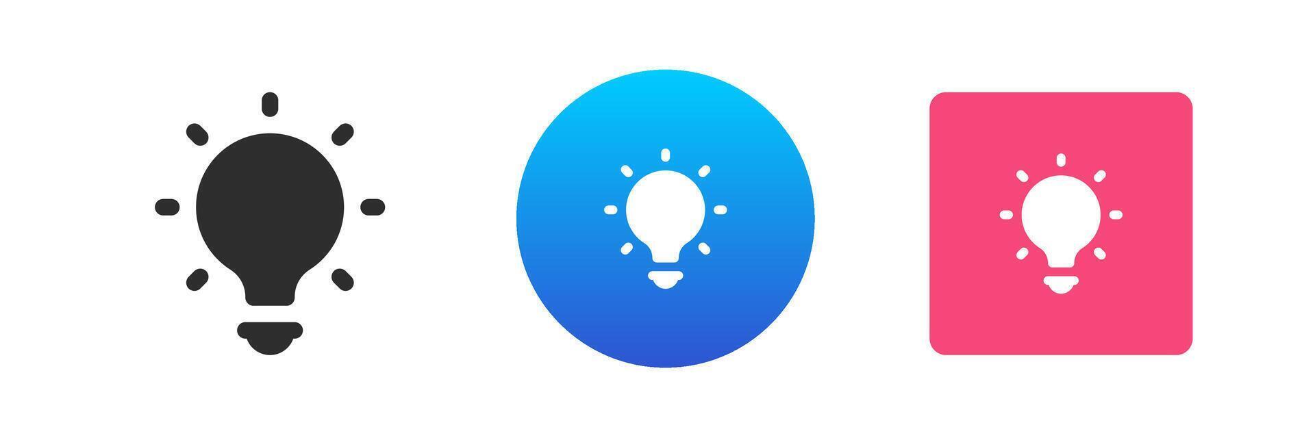 Lightbulb lighting electricity illumination digital connection glow power icon set flat vector