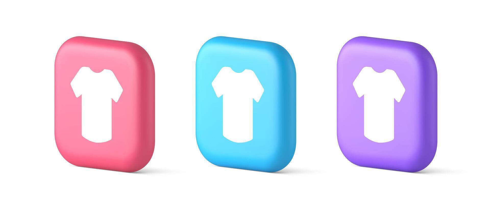 t camisa en línea compras botón Internet orden adquisitivo 3d realista icono vector
