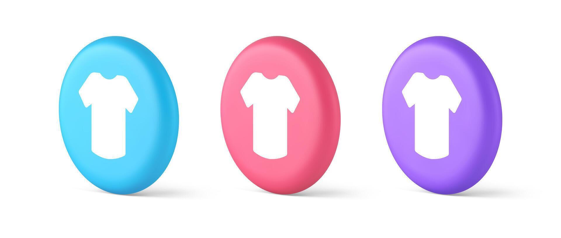 T shirt online shopping button internet order purchasing 3d realistic isometric circle icon vector