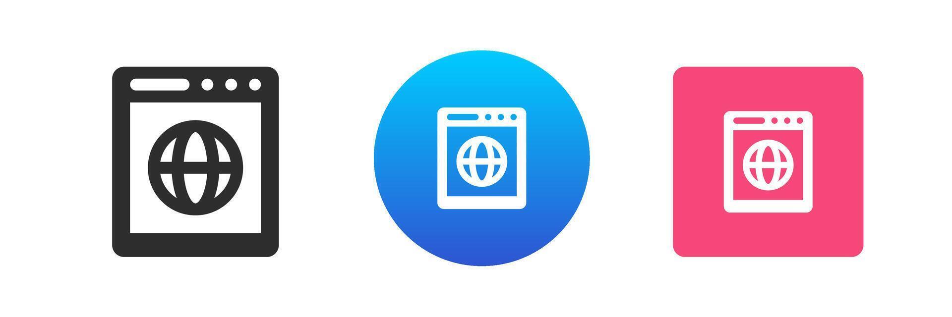 Internet browser web site connection global virtual communication technology icon set flat vector