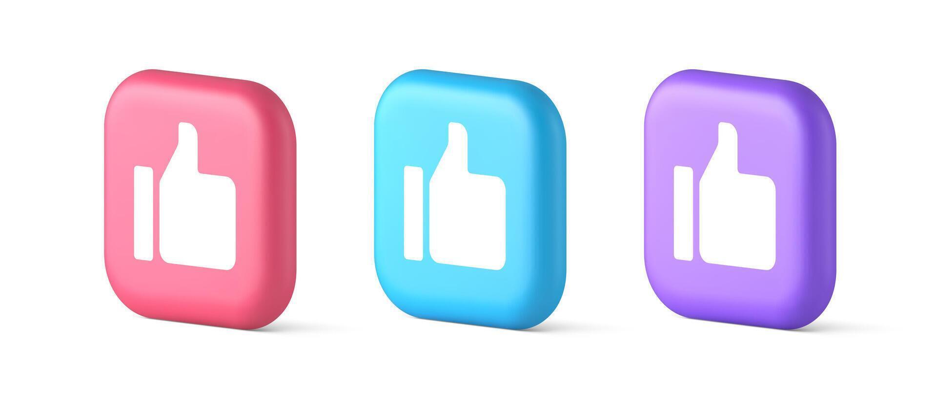 Thumb up like cool button cyberspace approve acceptance communication 3d realistic icon vector