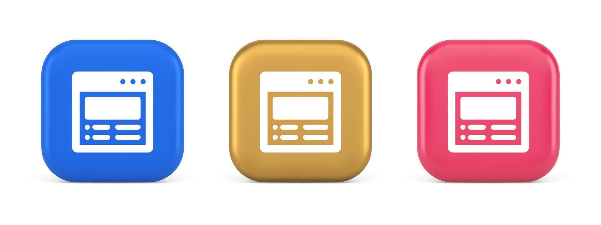 Internet document tax form banking account web page button virtual browsing interface 3d icon vector