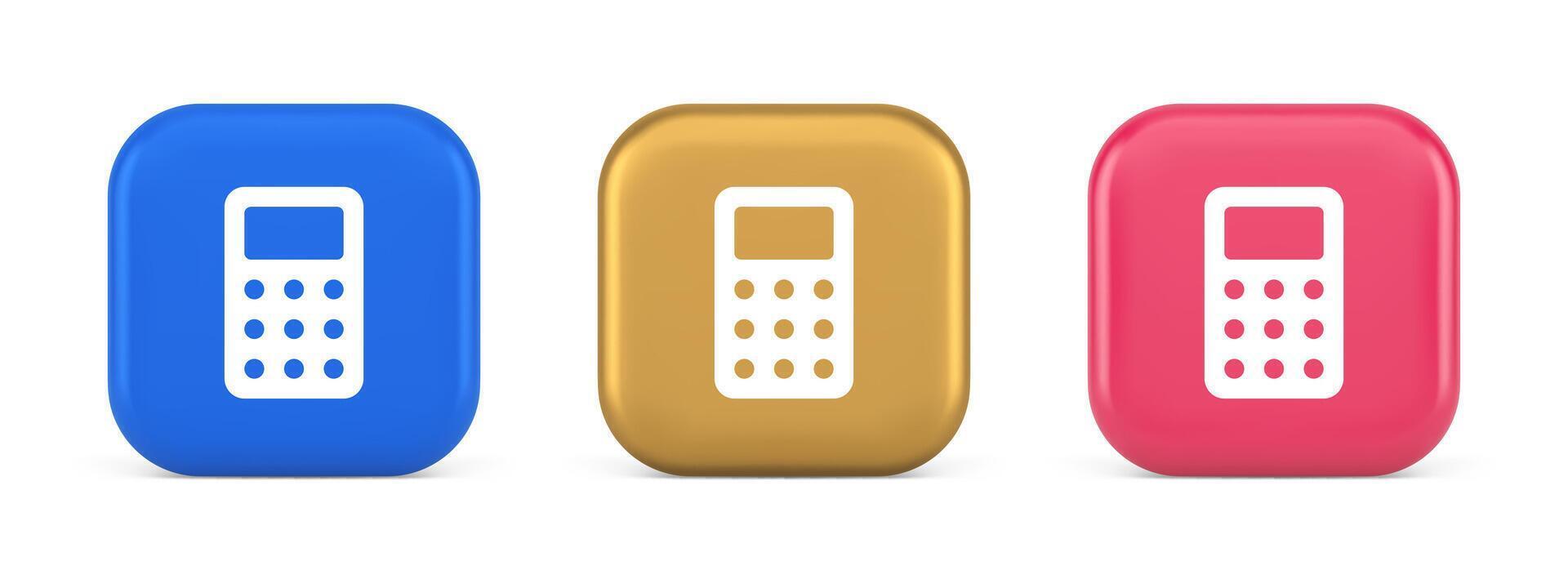 calculadora botón matemático número contando web solicitud diseño 3d realista icono vector