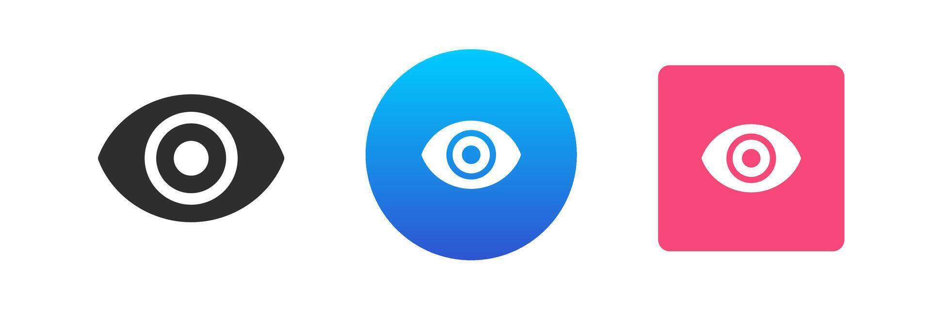 Eye optical vision watching cyberspace eyesight spectrum digital navigation icon set flat vector