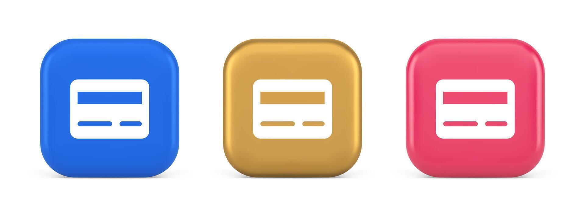 Credit debit card e money payment button digital financial banking account 3d realistic icon vector