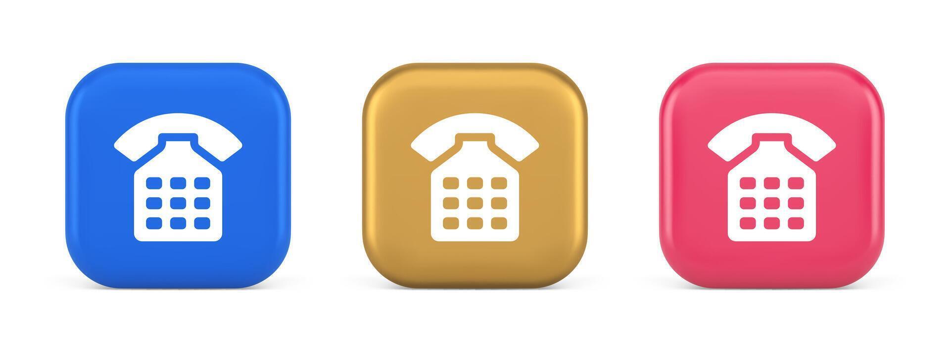 Phone call contact communication web button helpline hotline 3d realistic icon vector