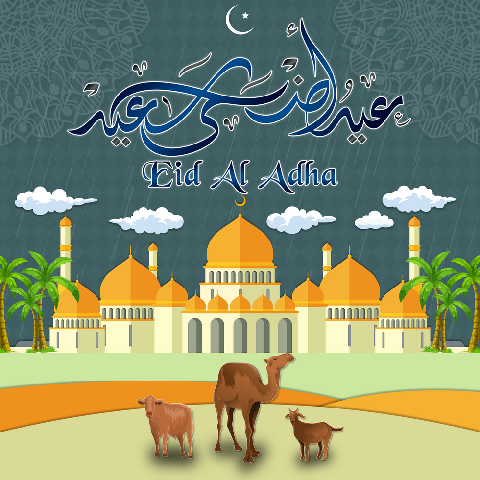 Eid Al-Adha Eid Saeed Eid Mubarak , Arabic Typography, Eid Al-Adha Template. psd