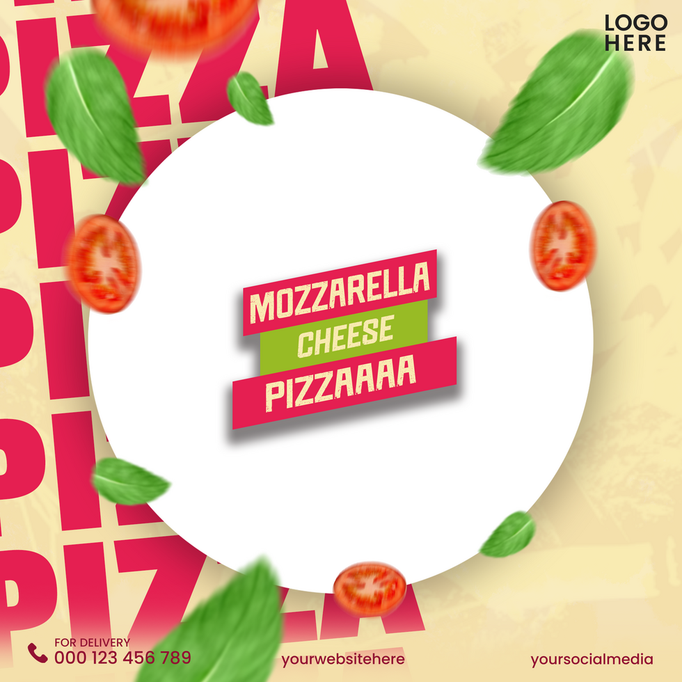 Food menu and delicious pizza social media banner template psd