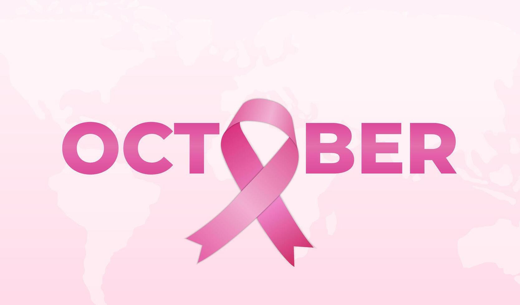 October Word With Pink Ribbon Illustration for Breast Cancer Awareness vector