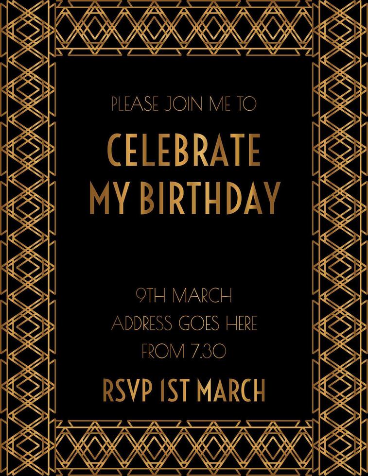 Art Deco Gold Frame Invitation Design vector