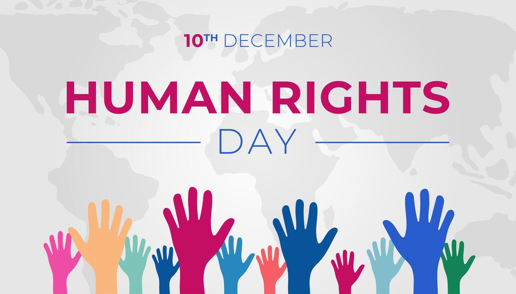 Human Rights Day Red Background Banner with Hands vector