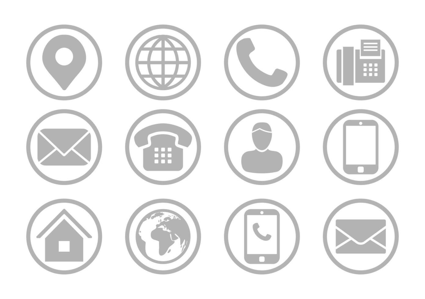 Contact Information Round Icon Set vector