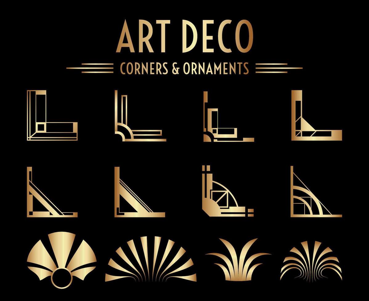 geométrico gatsby Arte deco esquina y ornamento conjunto vector