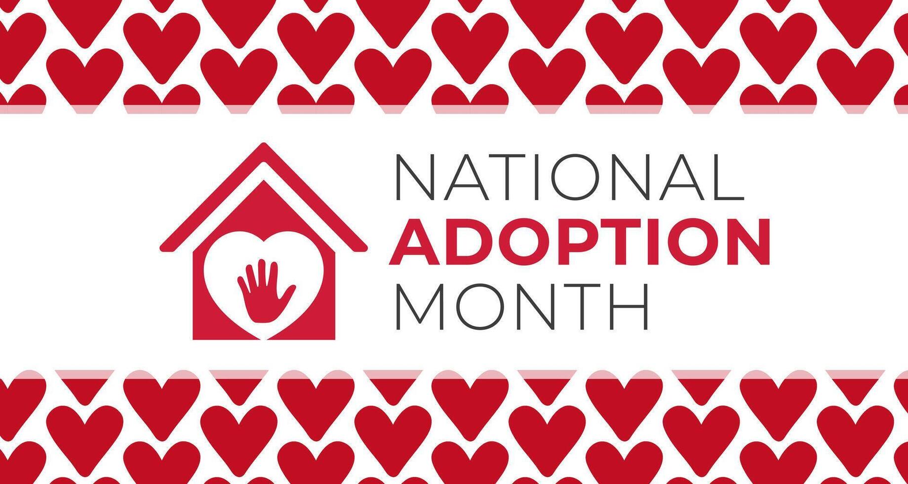 National Adoption Month Background Illustration with Red Hearts vector