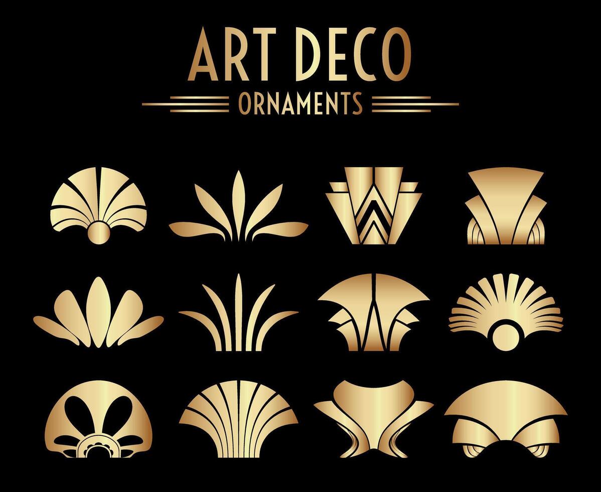 Geometric Gatsby Art Deco Ornament Design Set vector