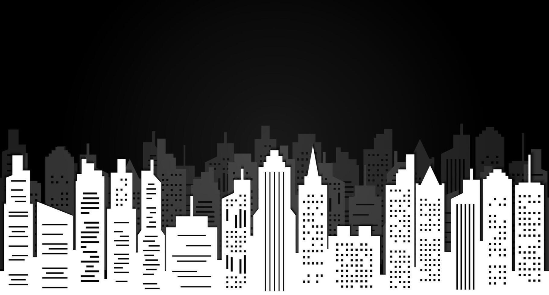 Black and White City or Cityscape Illustration Background vector