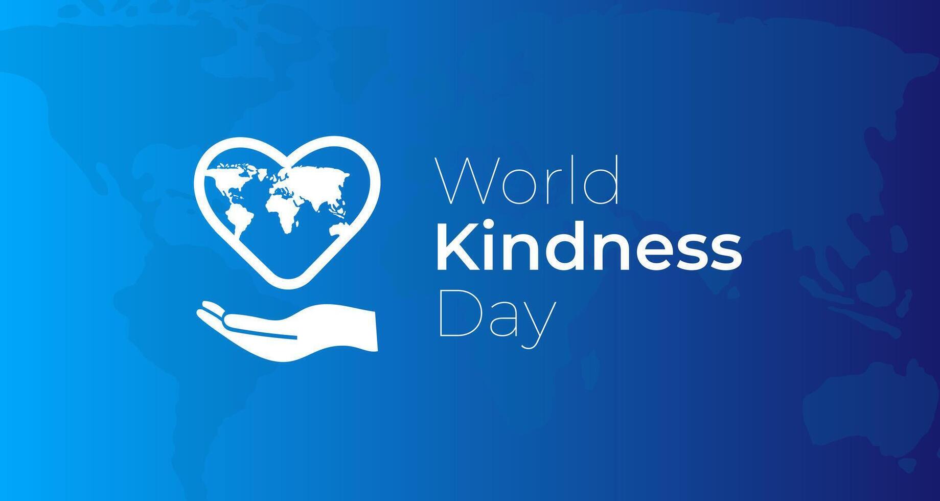 World Kindness Day Blue Illustration Background with Hand and Heart and World Map vector