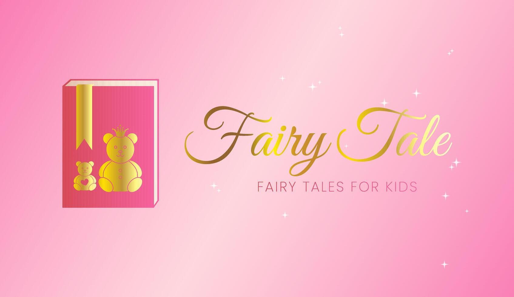 Fairy Tales for Kids Pink Illustration Background Design with a Book with Bears on it vector