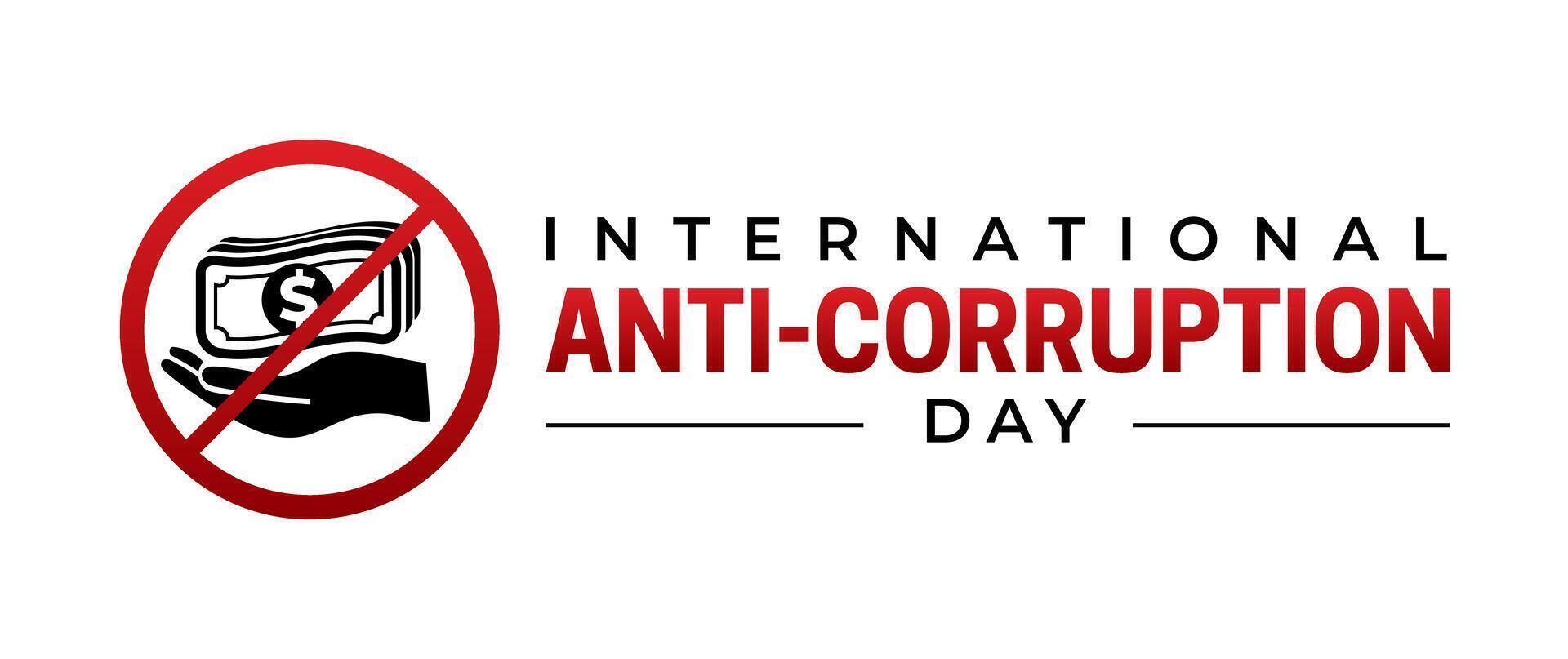 internacional anti corrupcion día icono vector
