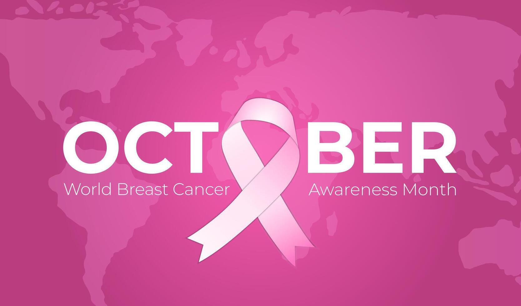 October Word With Pink Ribbon Illustration for World Breast Cancer Awareness Month vector