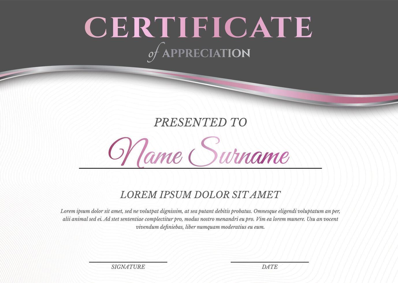Feminine Pink and White Light Certificate Diploma Template for Woman vector