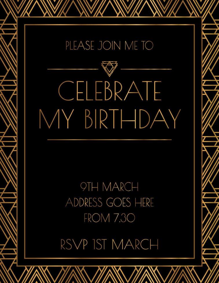 Art Deco Elegant Gold Invitation Design vector