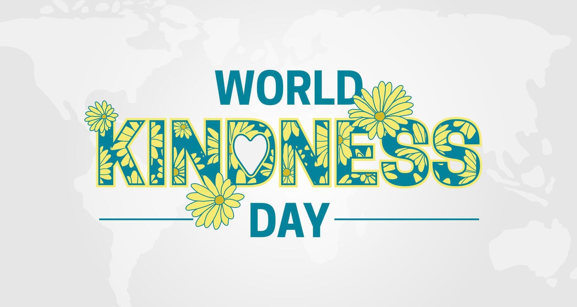 World Kindness Day Text Illustration with Flowers and World Map vector