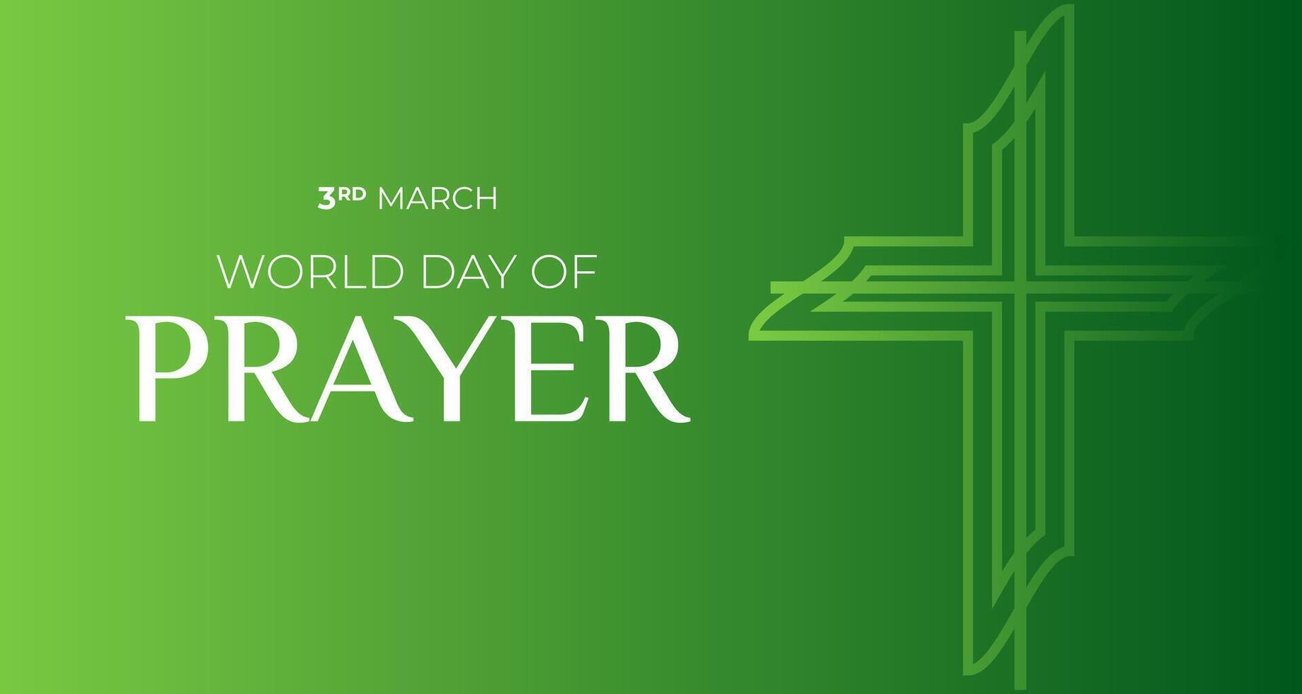 Green World Day of Prayer Background Illustration Banner with Christian Cross vector
