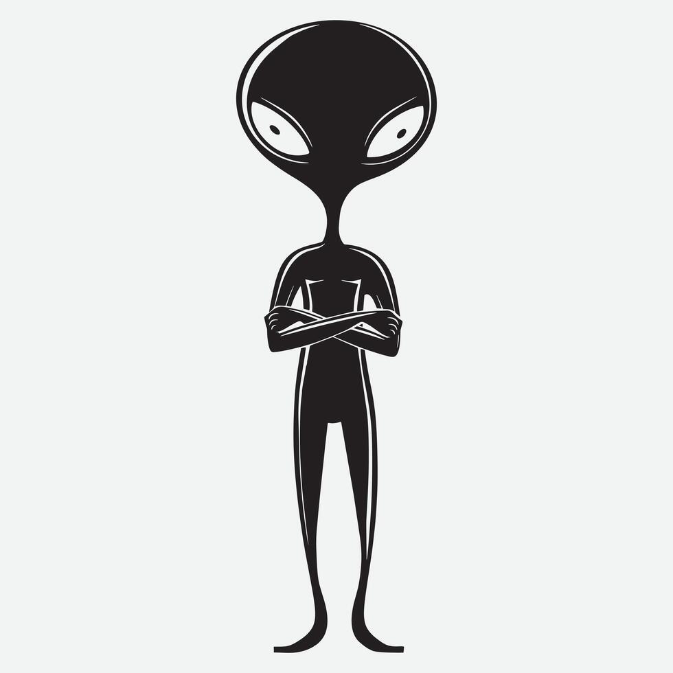 cruzado a mano extraterrestre silueta ilustración vector