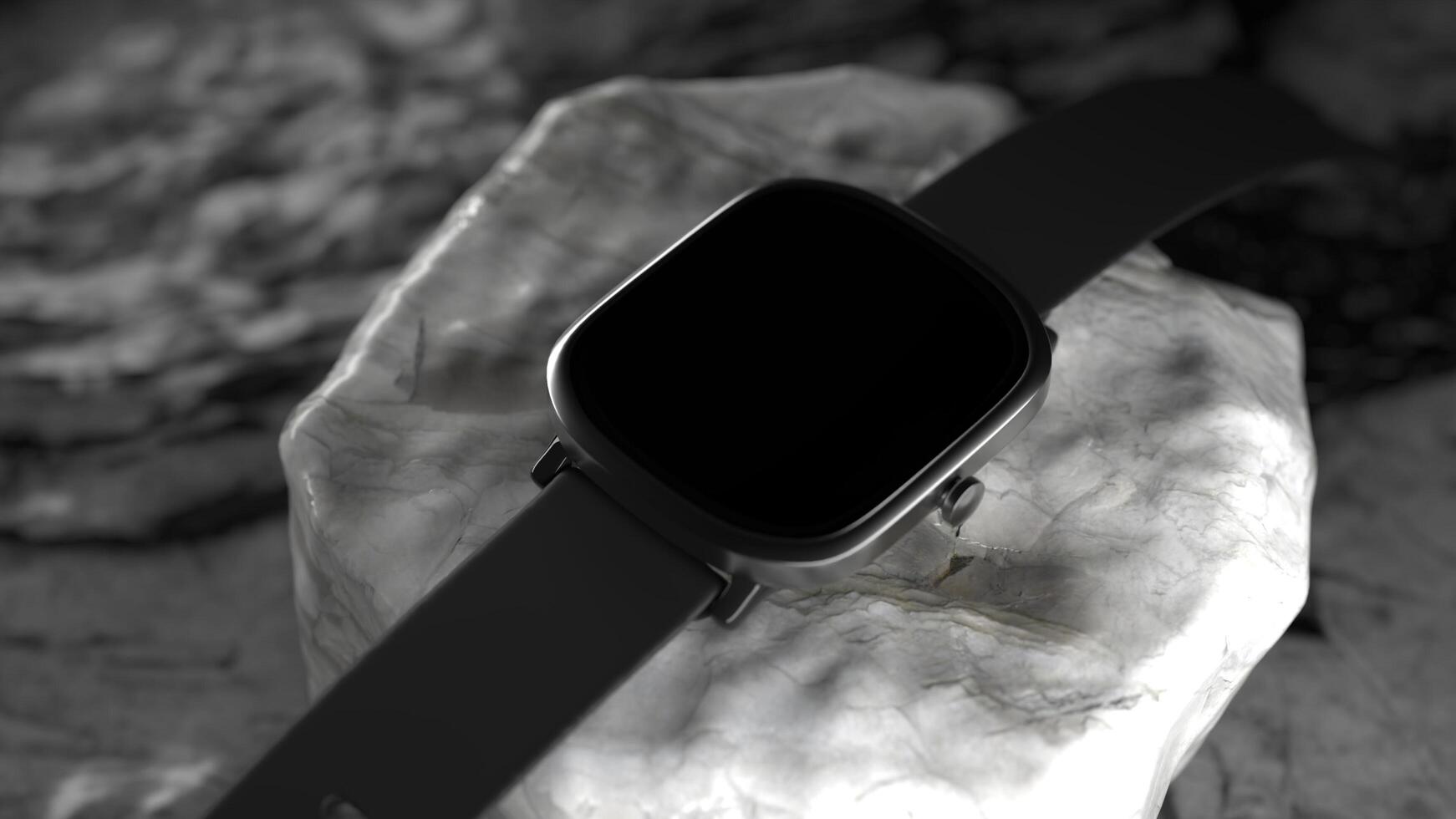 Smart watch screen blank mockup on stone photo