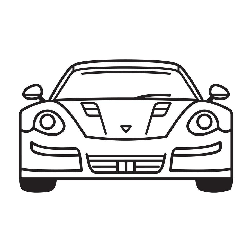 reuniendo carreras coche contorno ilustración en negro y blanco vector