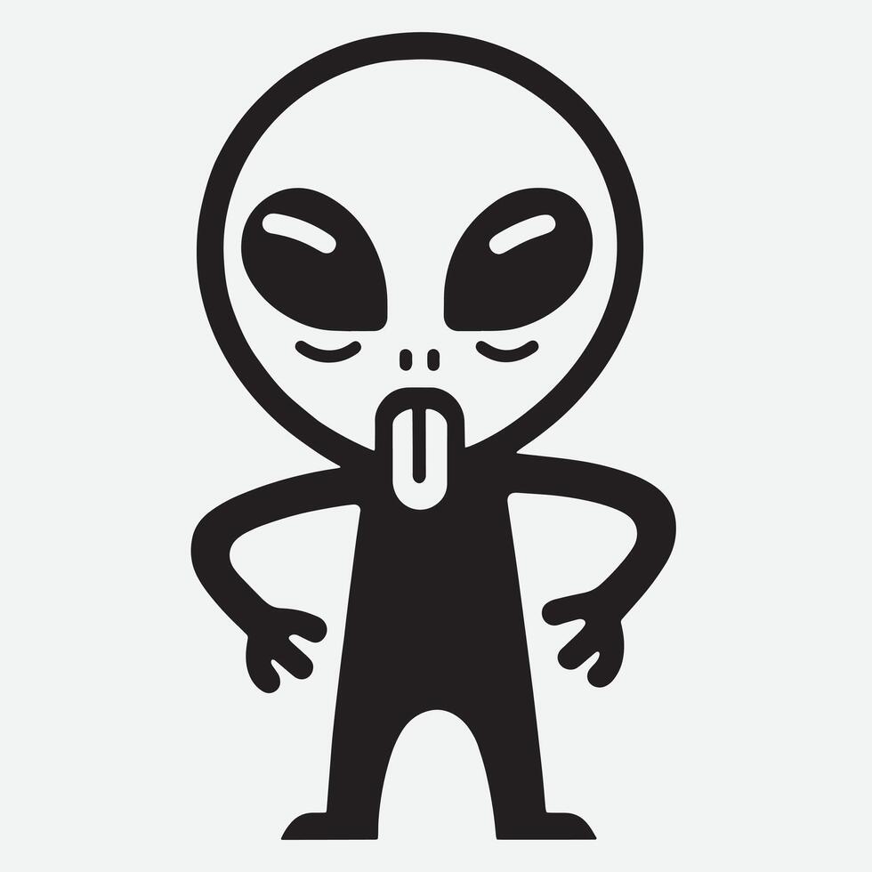 negro y blanco derritiendo extraterrestre ilustración vector