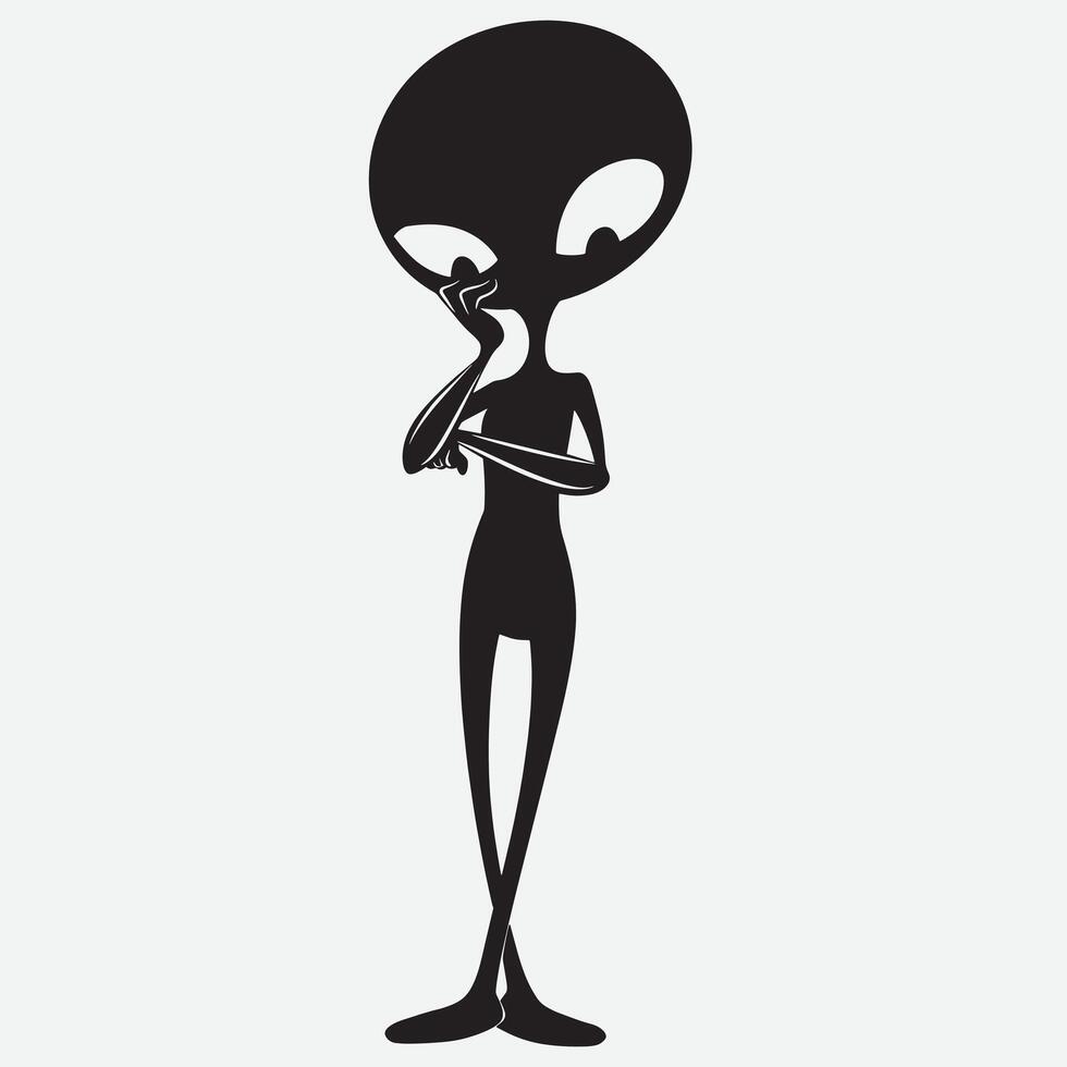 Confused thinking alien Silhouette illustration vector