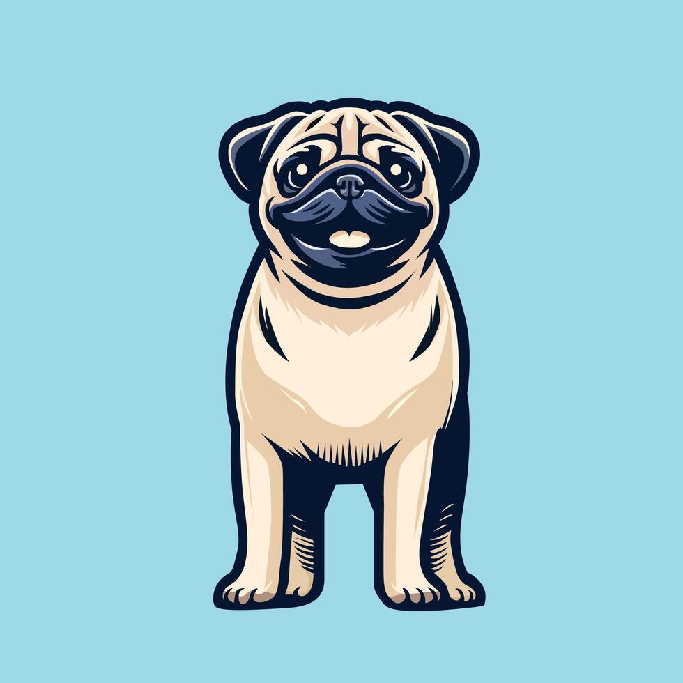 The cute Pug dog is standing illustration vector