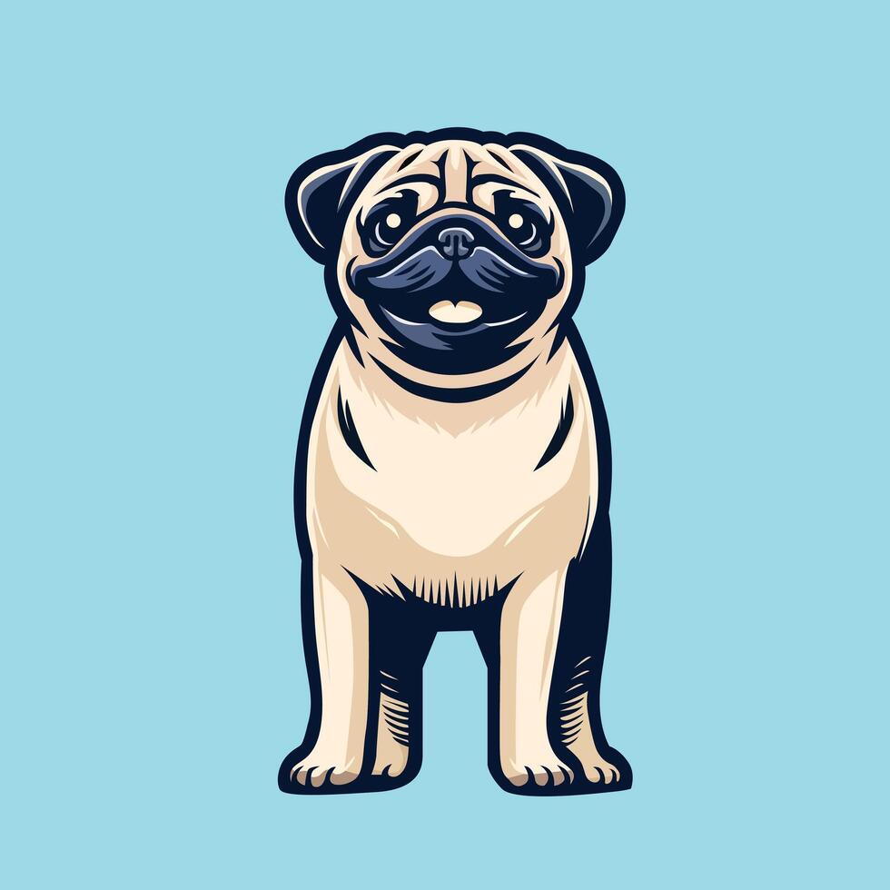 The cute Pug dog is standing illustration vector