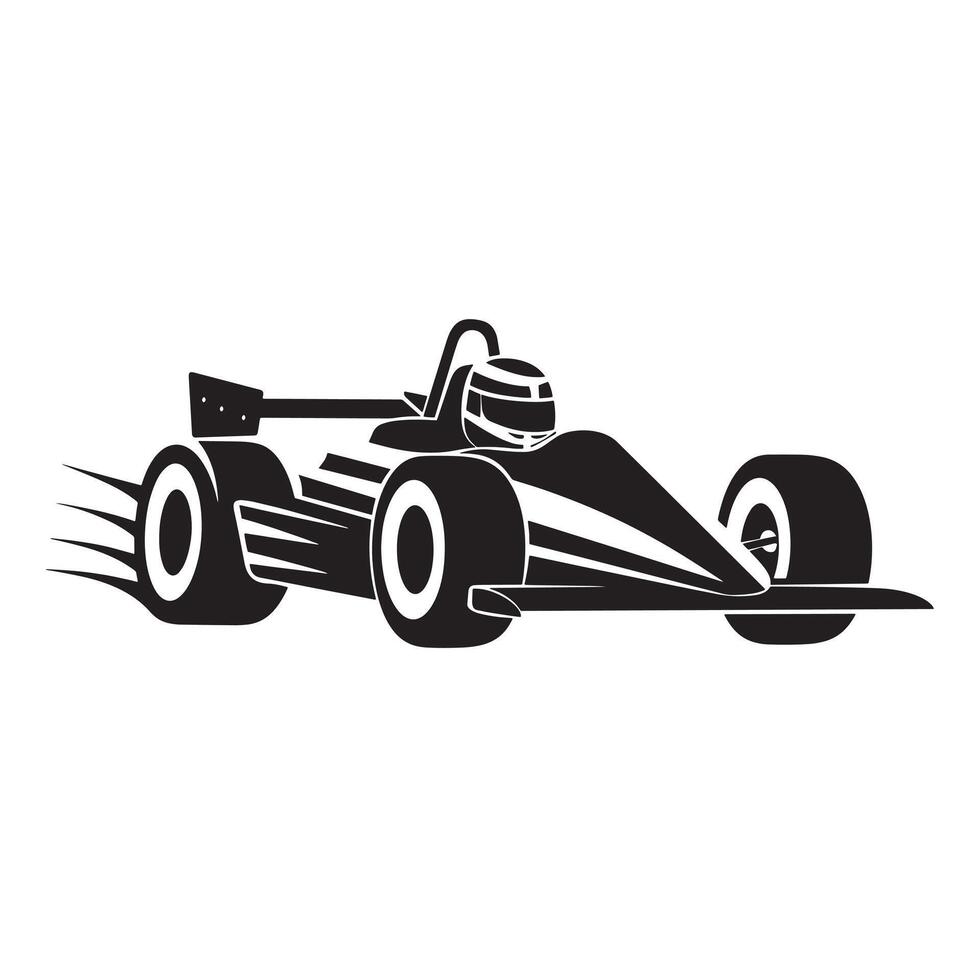 Racing kart illustration in black and white vector