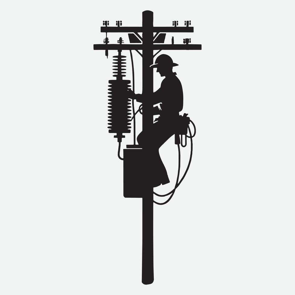 Electrical lineman illustration vector