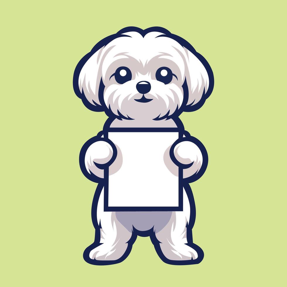 Maltese Dog Holding Whiteboard illustration vector