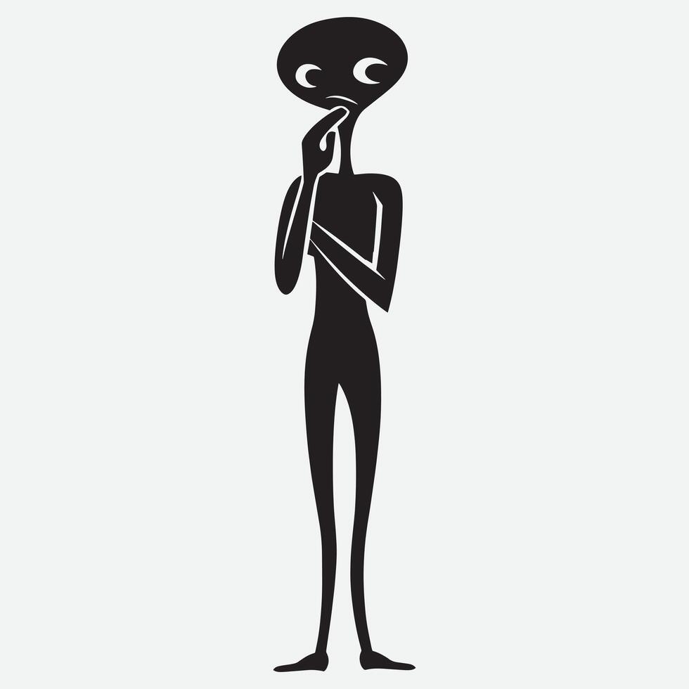 Confused alien Silhouette illustration vector