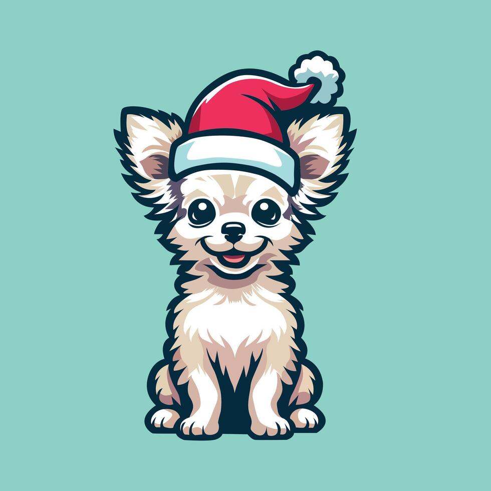 chihuahua vistiendo un Papa Noel sombrero ilustración vector