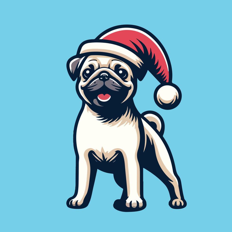 doguillo vistiendo un Papa Noel sombrero ilustración vector